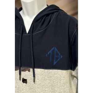 Ted Baker London Mens Hoodie Pullover Blue‎ Gray Logo Lightweight Pocket L